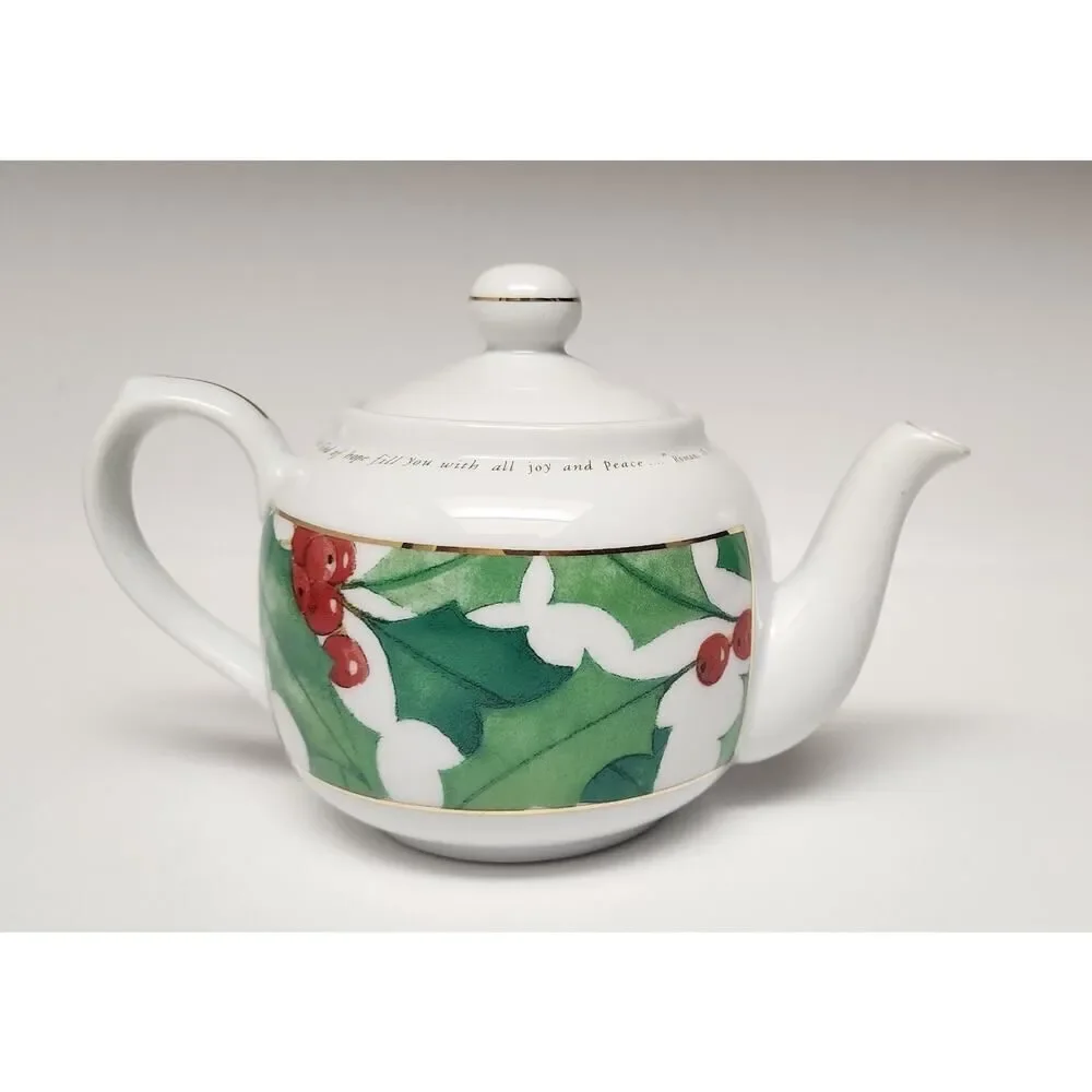 Day Spring Ceramic Tea Pot/Saucers Religious Romans 15:13 Siloam Springs AR